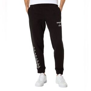 Like new Superdry Men's Black Joggers with White Accents
